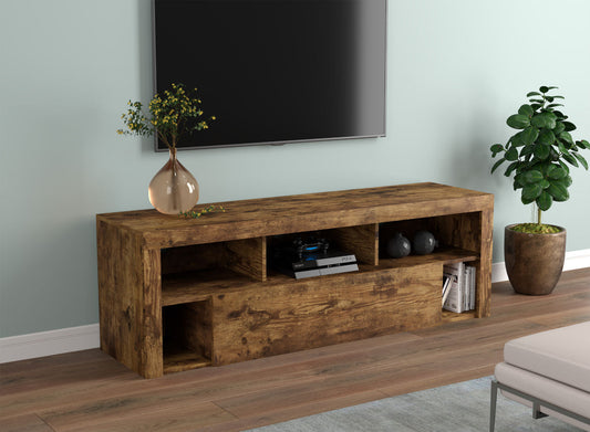 Tv Stand Brown Reclaimed Wood 1 Big Drawer 5 Shelves