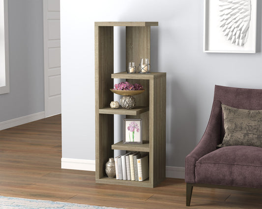 Bookshelf Dark Taupe 4 Staggered Shelves Concept