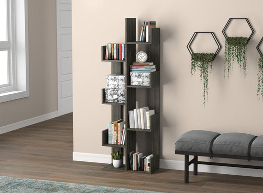 Wall Shelf Dark Grey 8 Staggered Shelves Concept