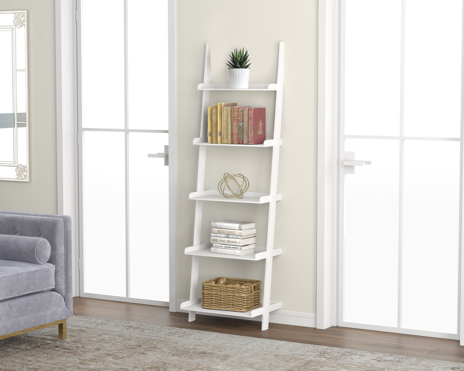 Wall Shelf White 5 Tier With Borders