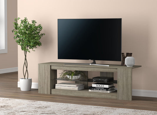 Tv Stand Dark Taupe 2 Shelves With Tempered Glass