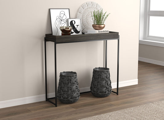 Console Sofa Table Dark Grey Sunken Tray