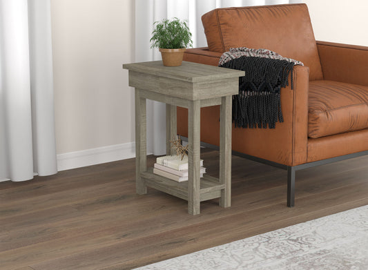 End Accent Table Dark Taupe Open Top Drawer