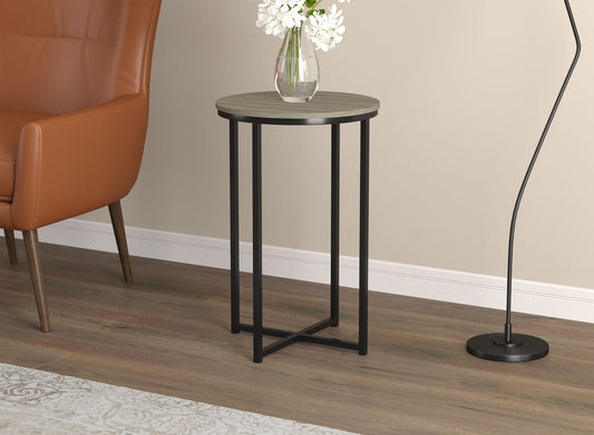 End Accent Table Dark Taupe Round Black Metal