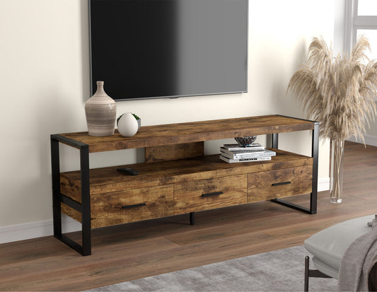 Tv Stand Brown Reclaimed Wood 3 Drawers 1 Shelf