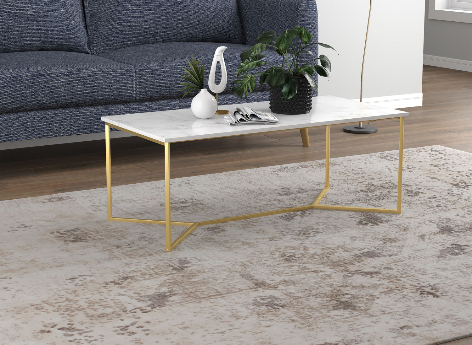 Coffee Table Marble Gold Metal