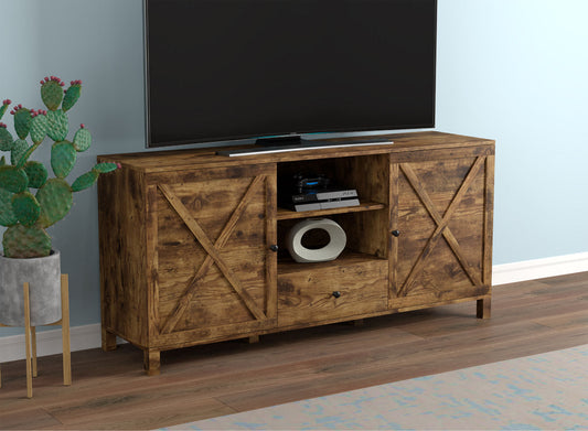 Tv Stand Brown Reclaimed Wood 4 Shelves 1 Darwer