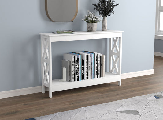 Console Sofa Table White 1 Shelf