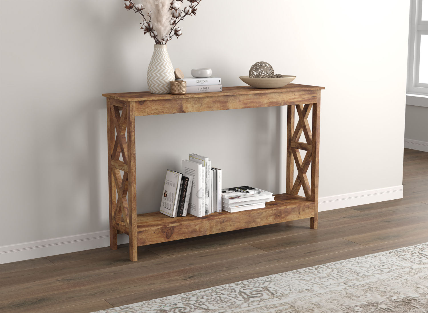 Console Sofa Table Brown Reclaimed Wood 1 Shelf