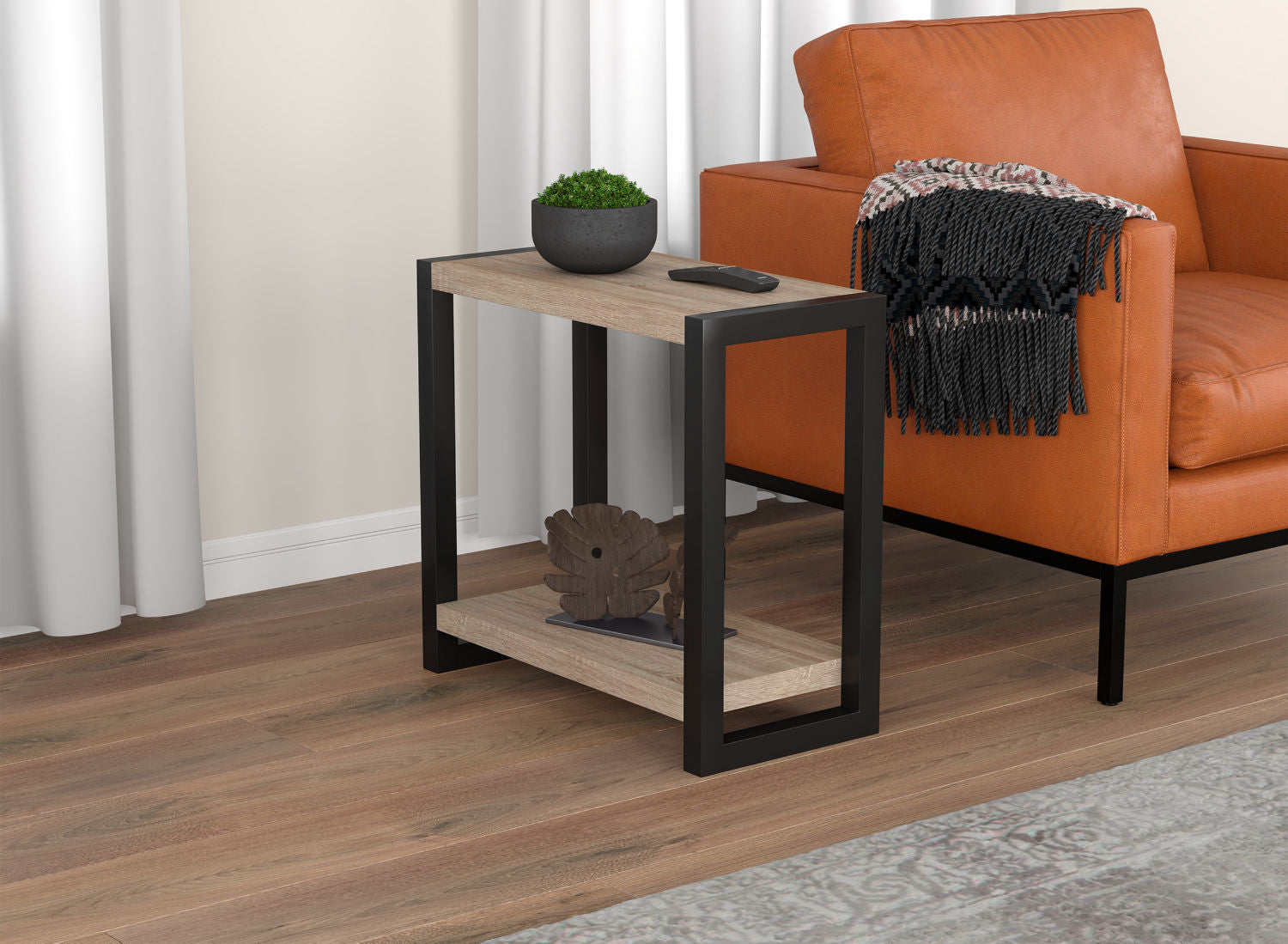 End Accent Table Dark Taupe 1 Shelf