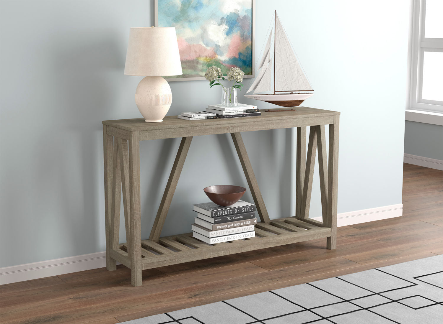 Console Sofa Table Dark Taupe 1 Shelf