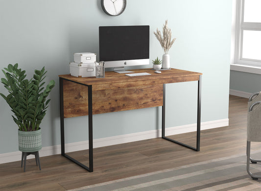 Computer Gaming Desk Brown Reclaimed Wood Black Metal