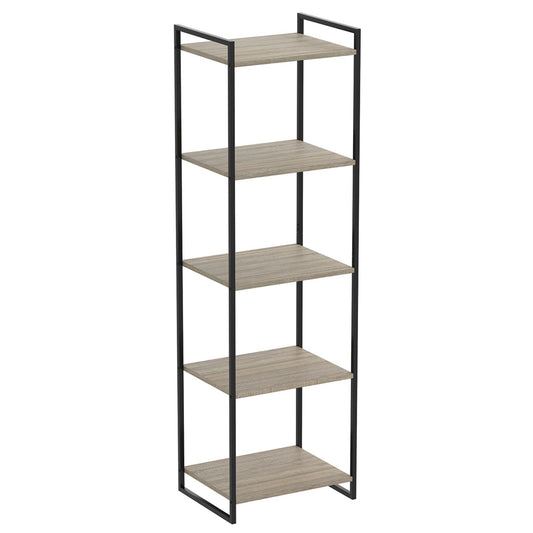 Wall Shelf Dark Taupe 5 Tier Black Metal