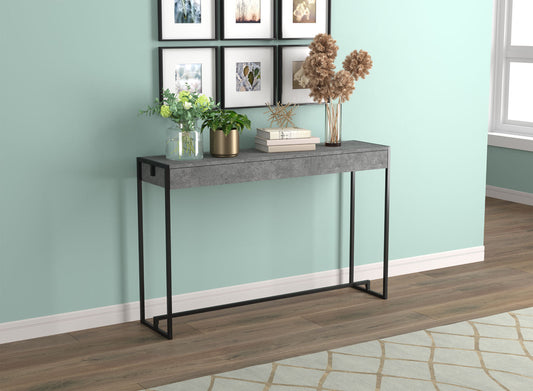 Console Sofa Table Dark Cement Black Metal