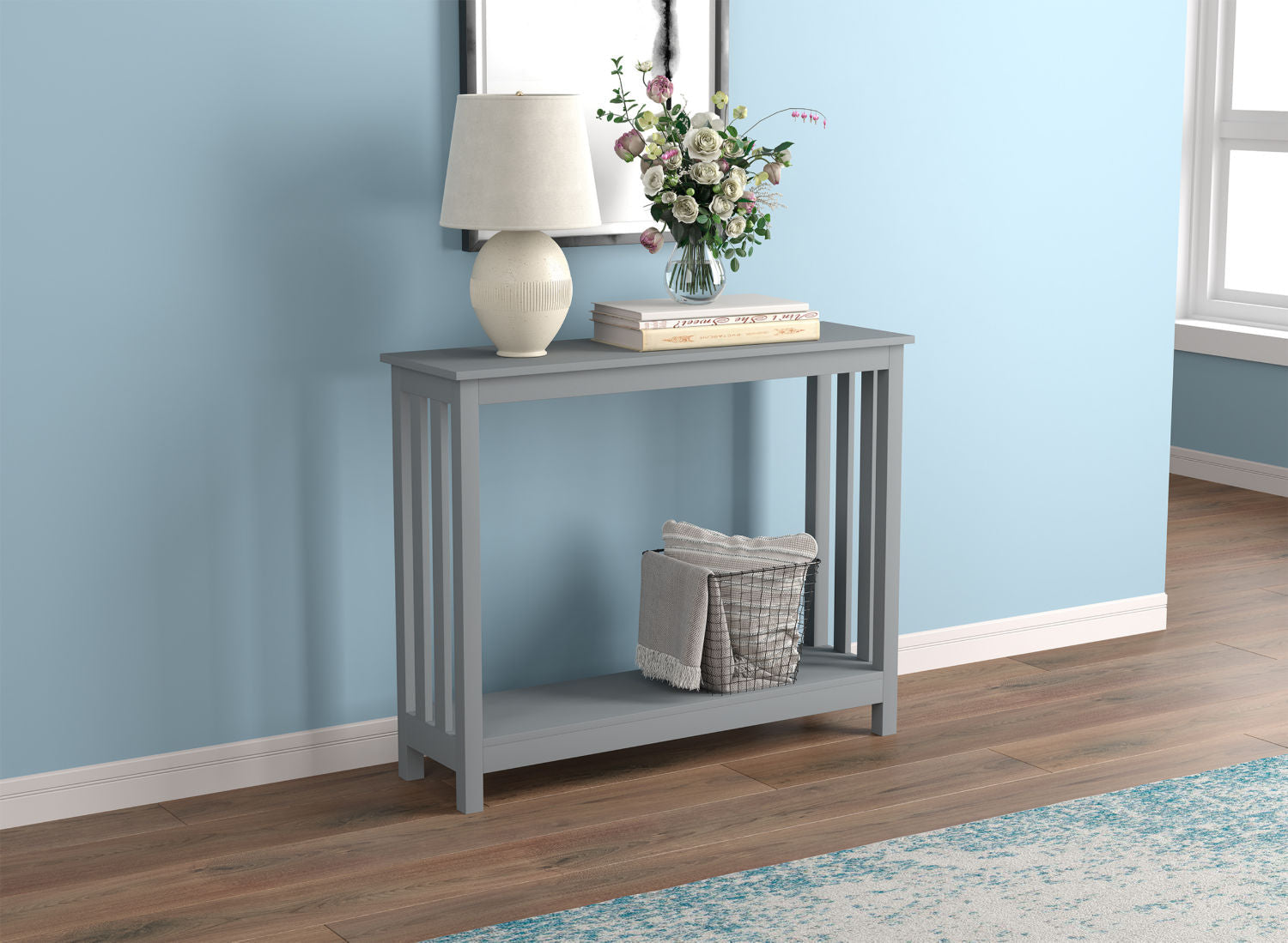 Console Sofa Table Light Grey 1 Shelf