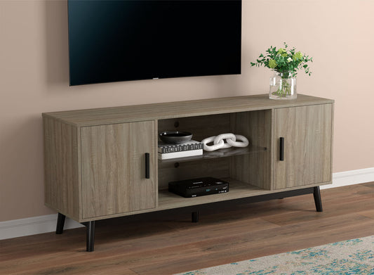 Tv Stand Dark Taupe 2 Closed Doors 2 Shelves