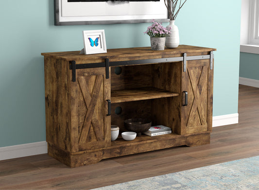 Tv Stand Brown Reclaimed Wood 2 Sliding Doors 3 Shelves