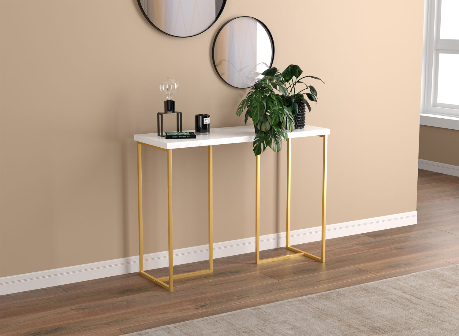 Console Sofa Table Marble Gold Metal