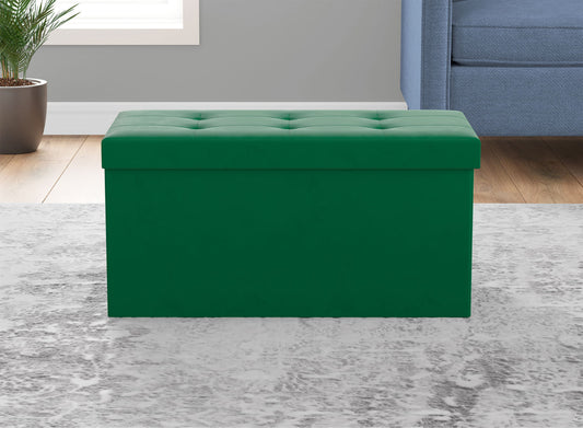 Ottoman Rectangular With Storage Velvet Forest Green