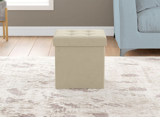 Ottoman Square With Storage Velvet Cream
