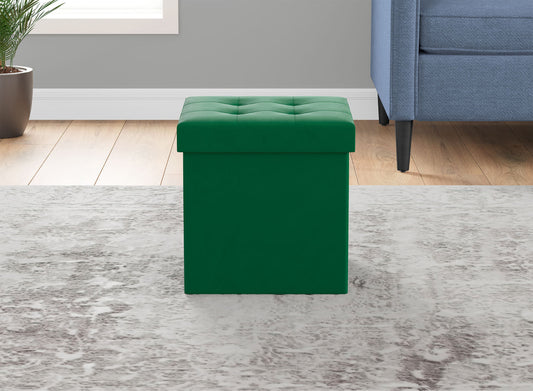 Ottoman Square With Storage Velvet Forest Green
