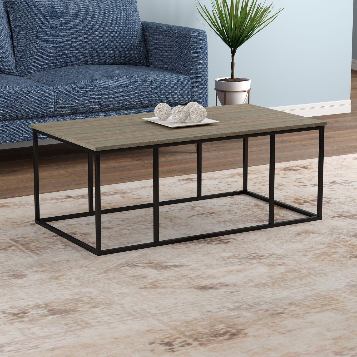 Coffee Table Dark Taupe Black Metal