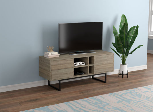 Tv Stand Dark Taupe 2 Drawers 3 Shelves