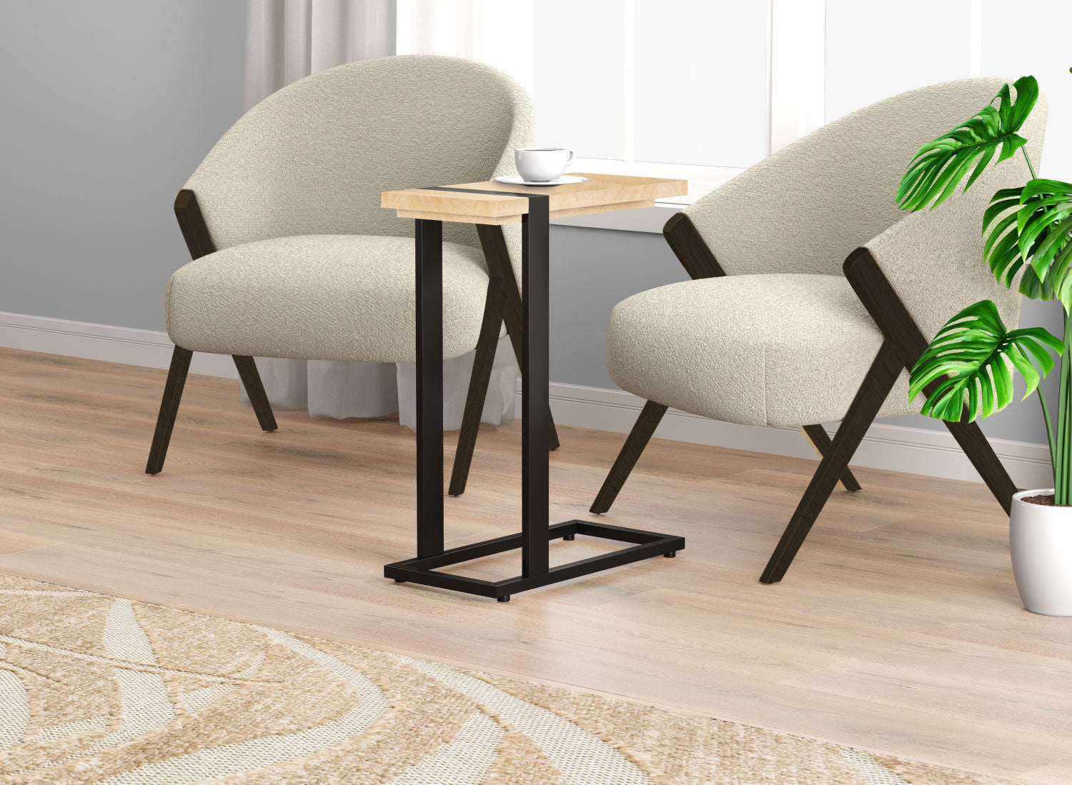 End Accent Table C-Shaped Taupe Black Metal