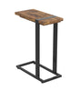 End Accent Table C-Shaped Brown Reclaimed Wood Black Metal