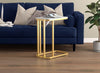 End Accent Table C-Shaped Rounded Marble Gold Metal