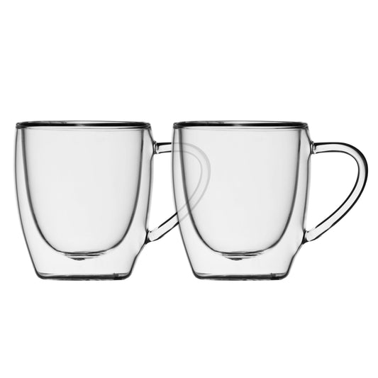 Insulated Double-Wall Glass Coffee Tea Hot or Cold Beverage Mug 4 Piece Set 75ml, Barista