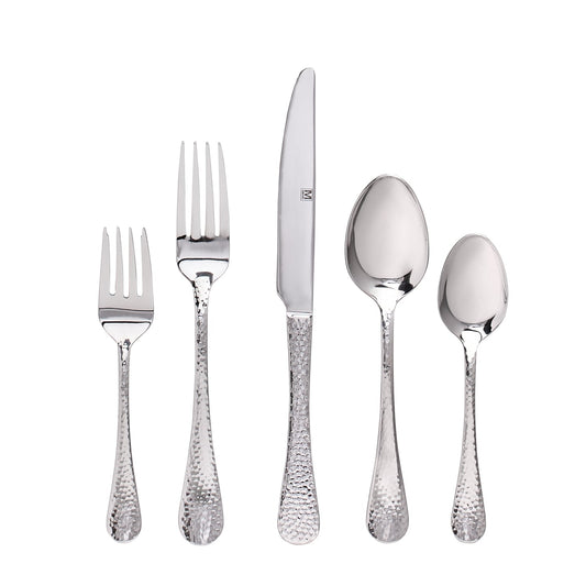 Flatware Silverware 20 Piece Cutlery Utensils Set Hammered for 4