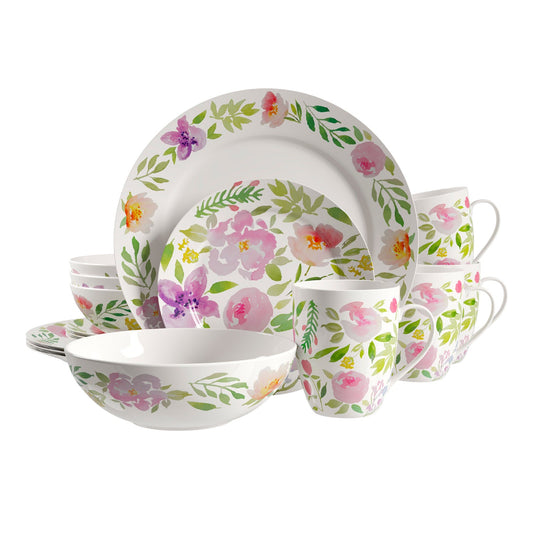 Dinnerware Set 16 Piece Pink Watercolour, Service for 4