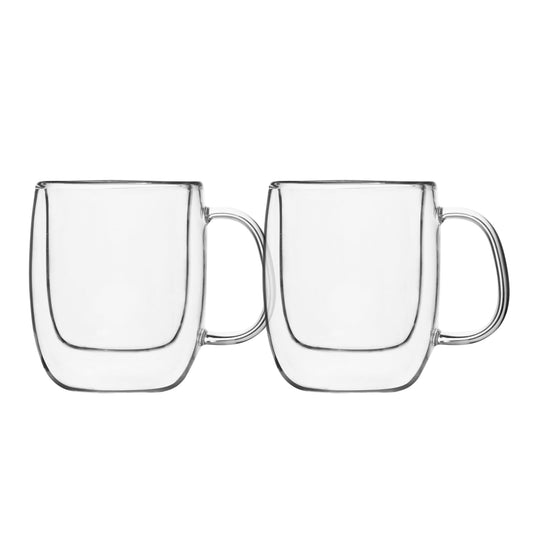 Insulated Double-Wall Glass Coffee Tea Hot or Cold Beverage Mug 4 Piece Set 80ml, Barista