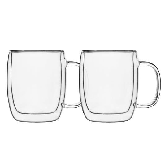 Insulated Double-Wall Glass Coffee Tea Hot or Cold Beverage Mug 4 Piece Set 250ml, Barista
