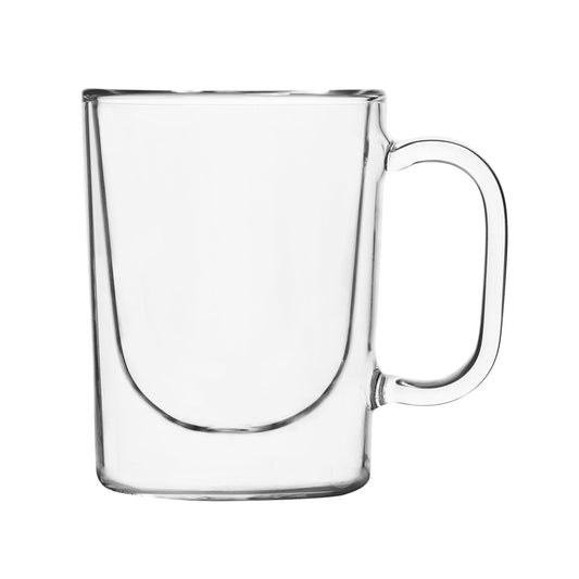 Insulated Double-Wall Glass Coffee Tea Hot or Cold Beverage Mug 2 Piece Set 120ml, Barista
