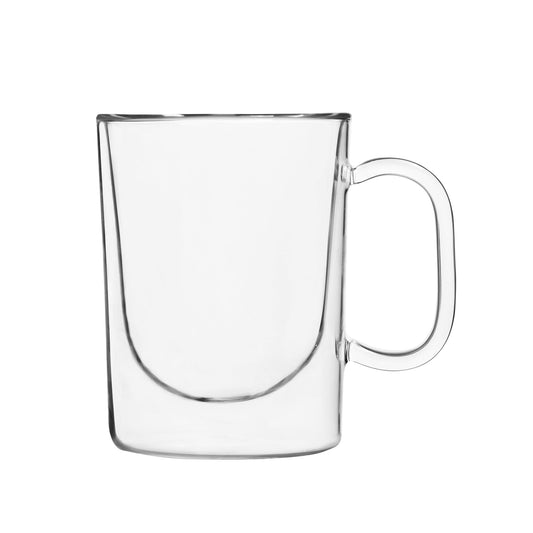 Insulated Double-Wall Glass Coffee Tea Hot or Cold Beverage Mug 2 Piece Set 270ml, Barista