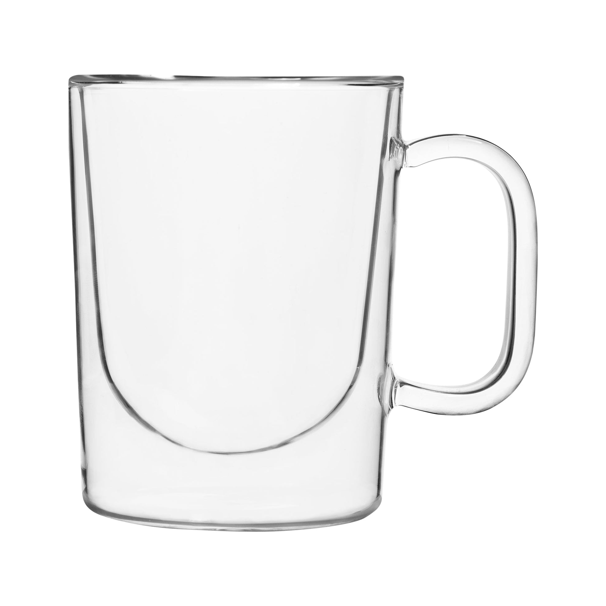 Insulated Double-Wall Glass Coffee Tea Hot or Cold Beverage Mug 2 Piece Set 370ml, Barista