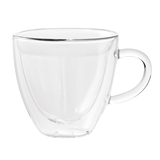 Insulated Double-Wall Glass Coffee Tea Hot or Cold Beverage Mug 2 Piece Set 180ml, Barista