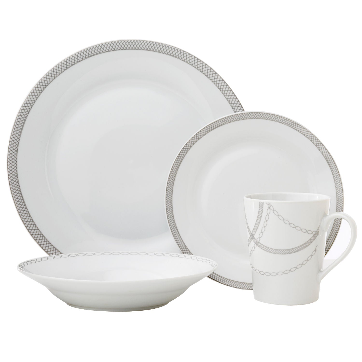 Dinnerware Set 16 Piece Round Rim Infinity, Service for 4