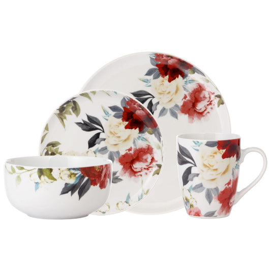 Dinnerware Set 16 Piece Rose Gardens, Service for 4