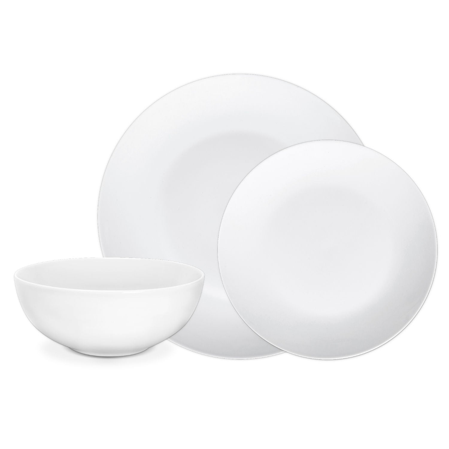 Dinnerware Set 12 Piece Porcelain White Coupe, Service for 4