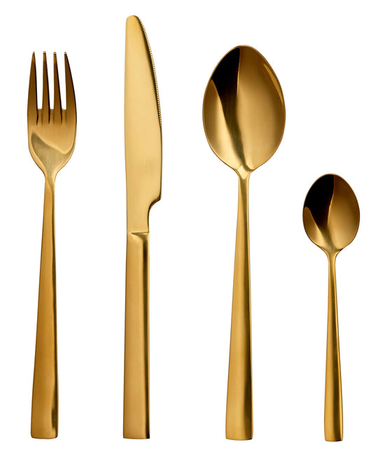 Flatware Silverware 16 Piece Cutlery Utensils Set for 4, Gold