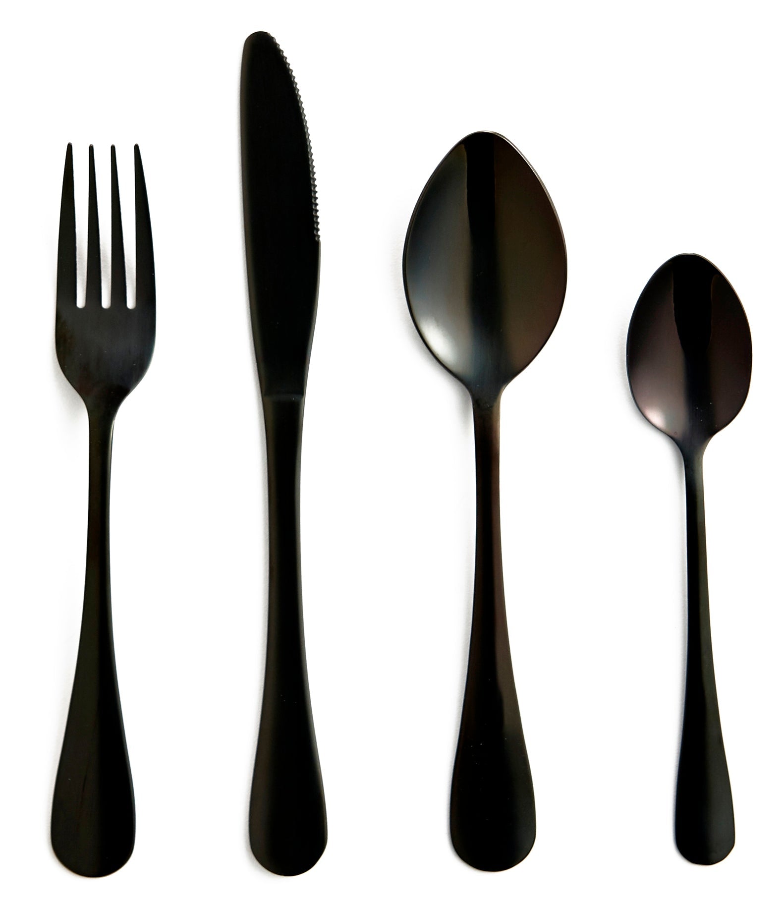 Flatware Silverware 16 Piece Cutlery Utensils Set for 4, Black